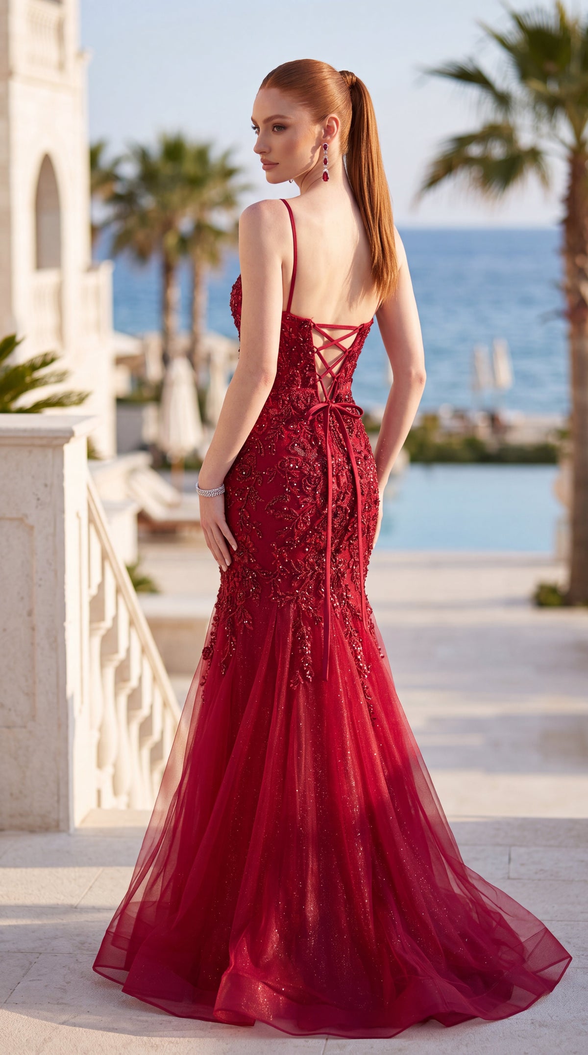 Jasz Couture Style 8069 | WINE | back view