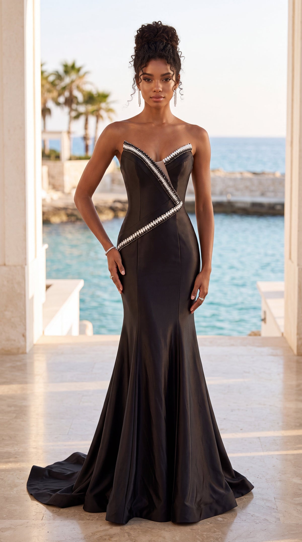 Jasz Couture Style 8031 | BLACK | front view