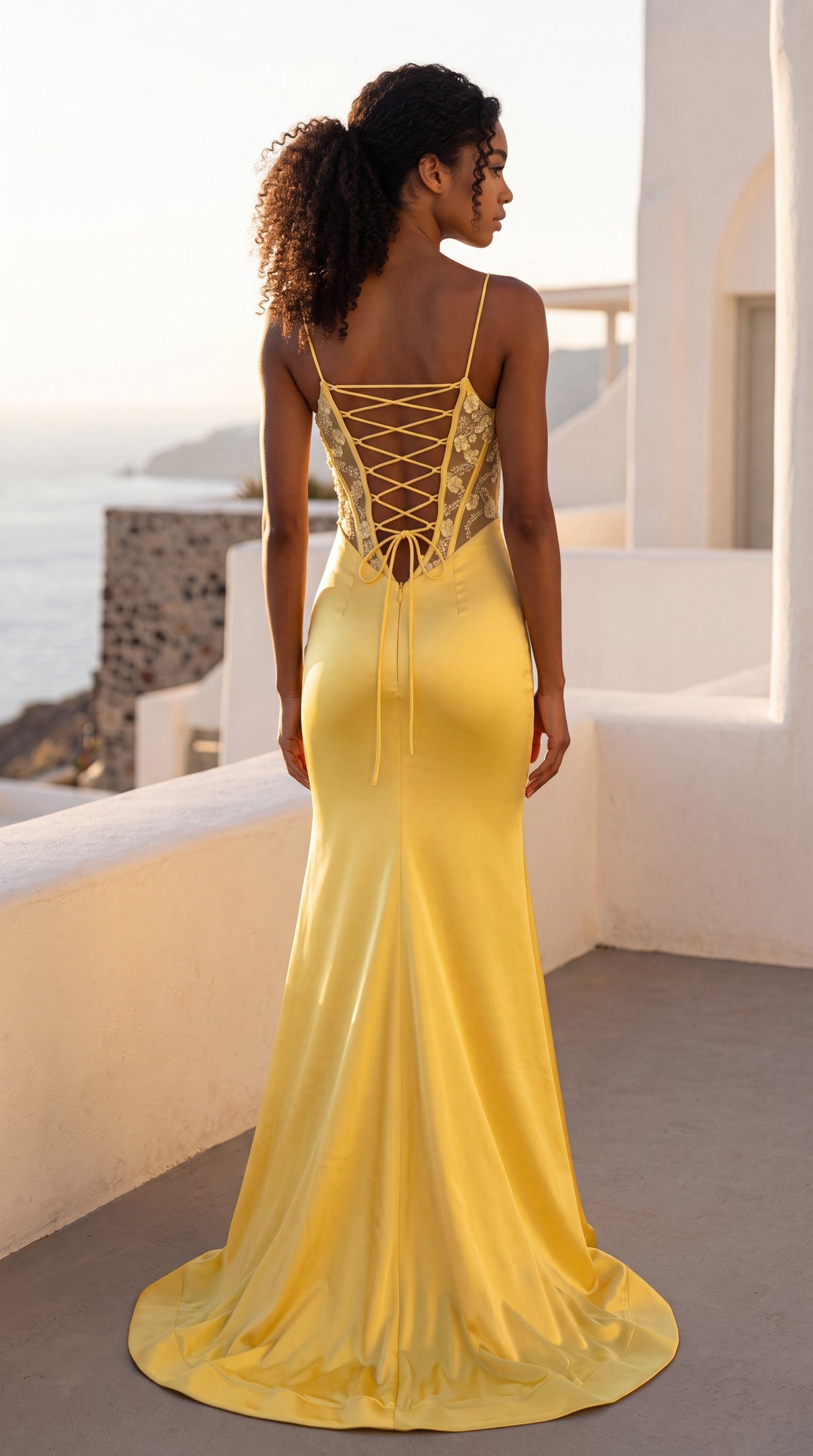 Jasz Couture Style 8044 | YELLOW | back view