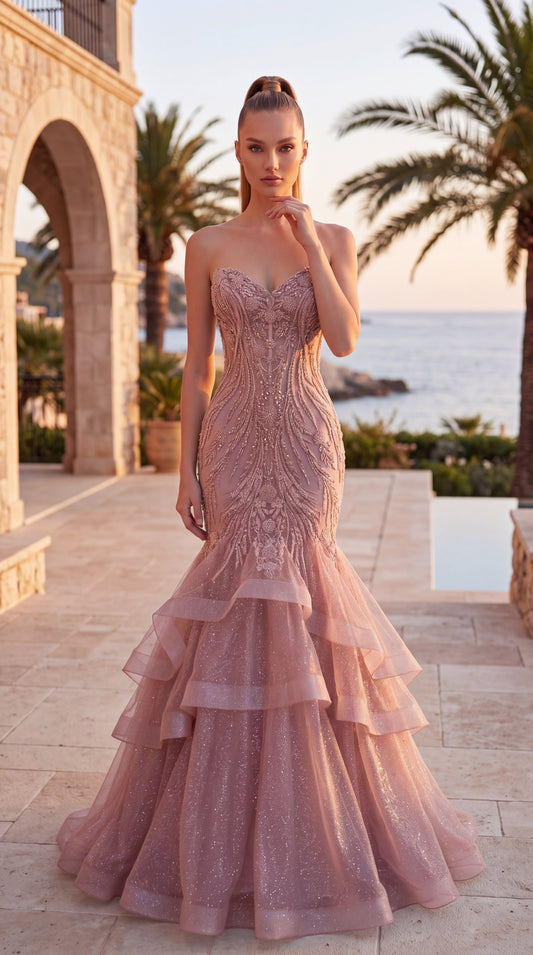 Jasz Couture Style 8076 | BLUSH | front view