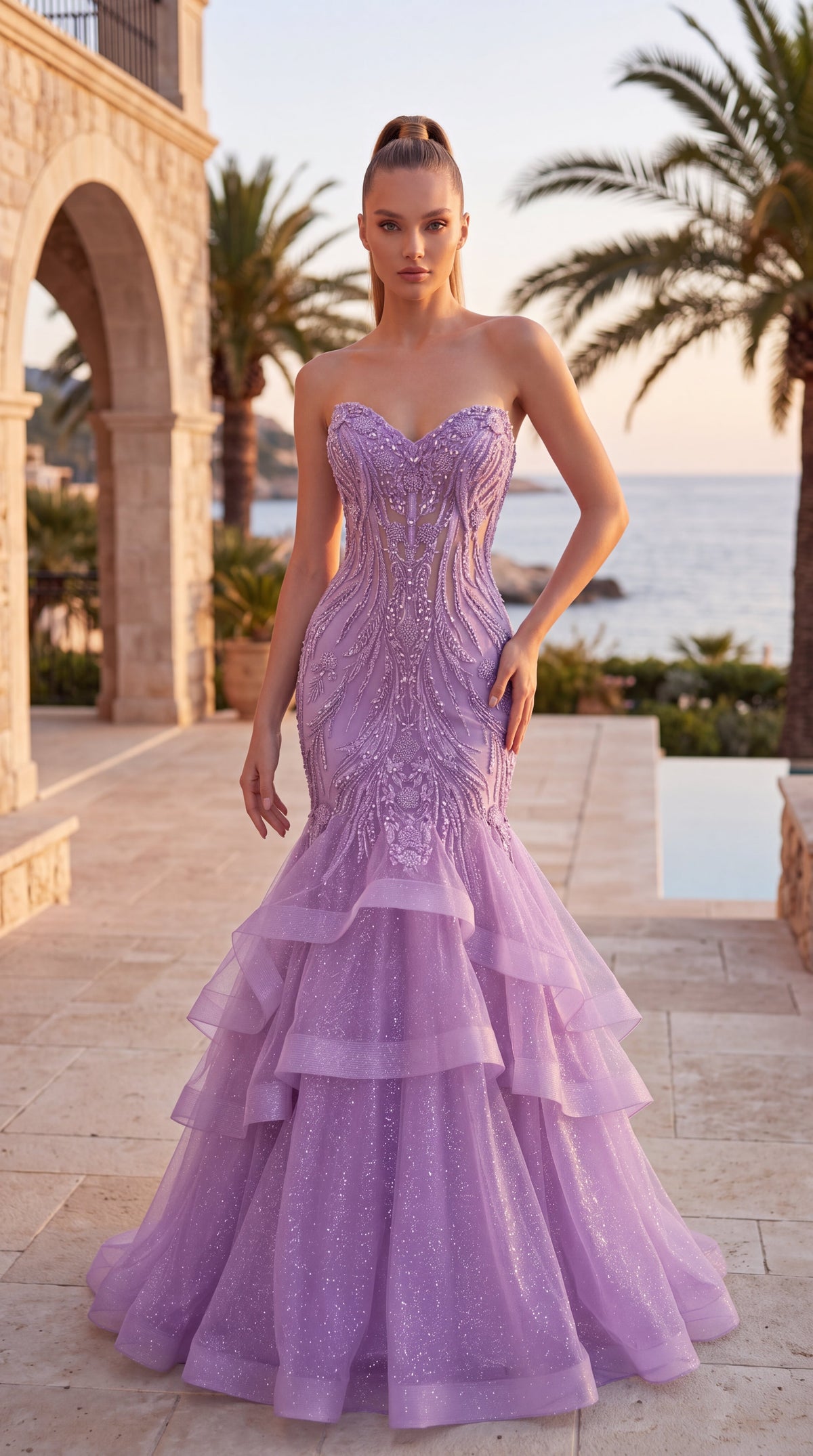 Jasz Couture Style 8076 | LILAC | front view