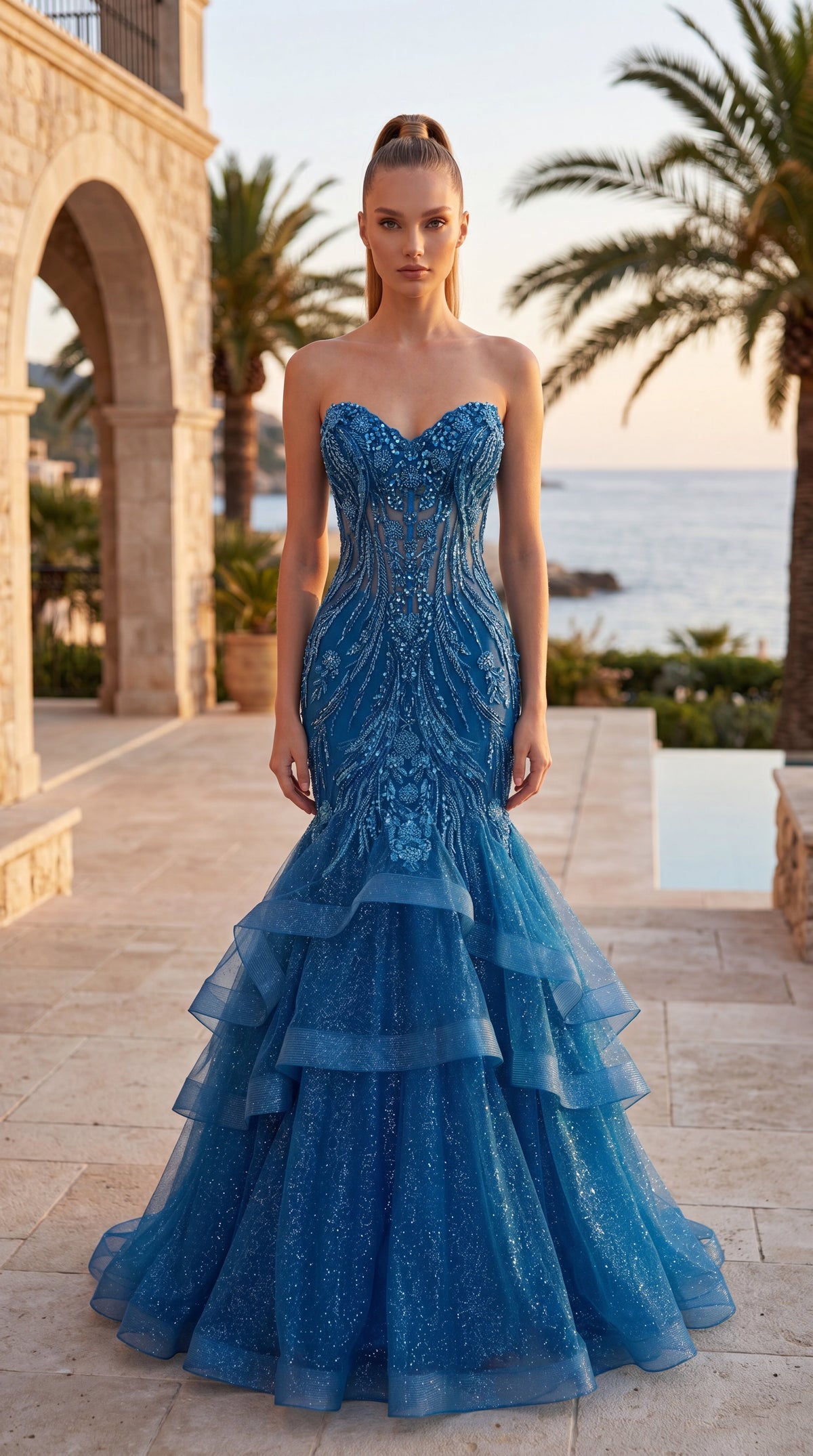 Jasz Couture Style 8076 | TEAL | front view