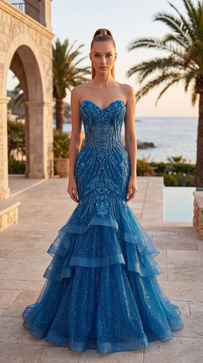 Jasz Couture Style 8076 | TEAL | front view